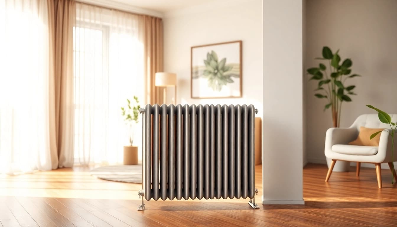 Heizkörper kaufen: Elegante moderne Heizkörper in einem einladenden Wohnzimmer-Setting.