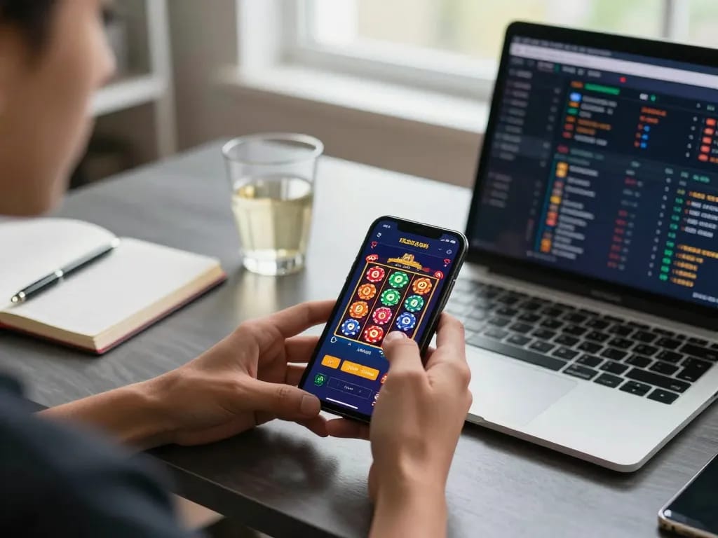 Engaged player using Link 79king mobile app for exciting online casino gaming.