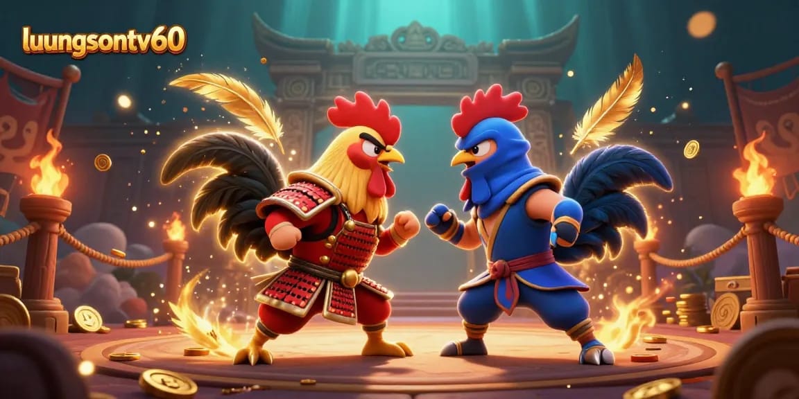 Watch intense rooster battles in stunning detail with luongsontv60, showcasing a rich casino atmosphere.