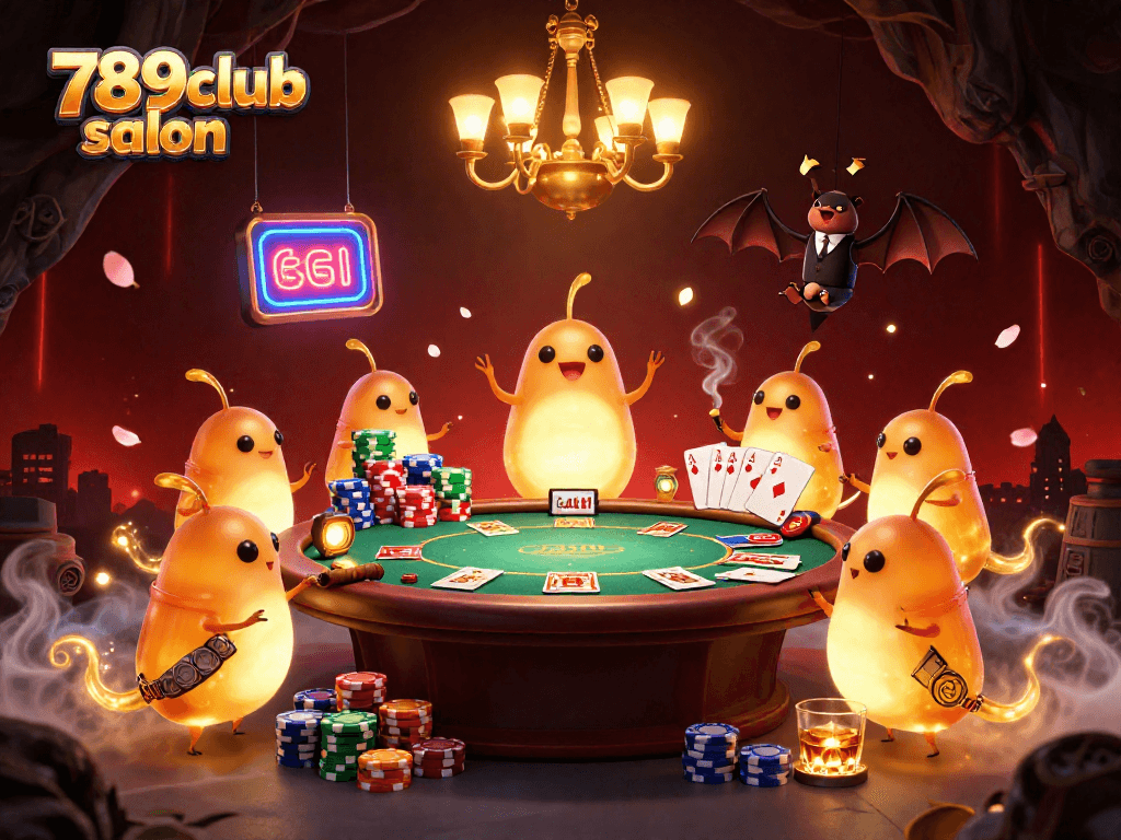 Enjoying games at 789club salon, with glowworms lighting the casino ambiance dynamically.