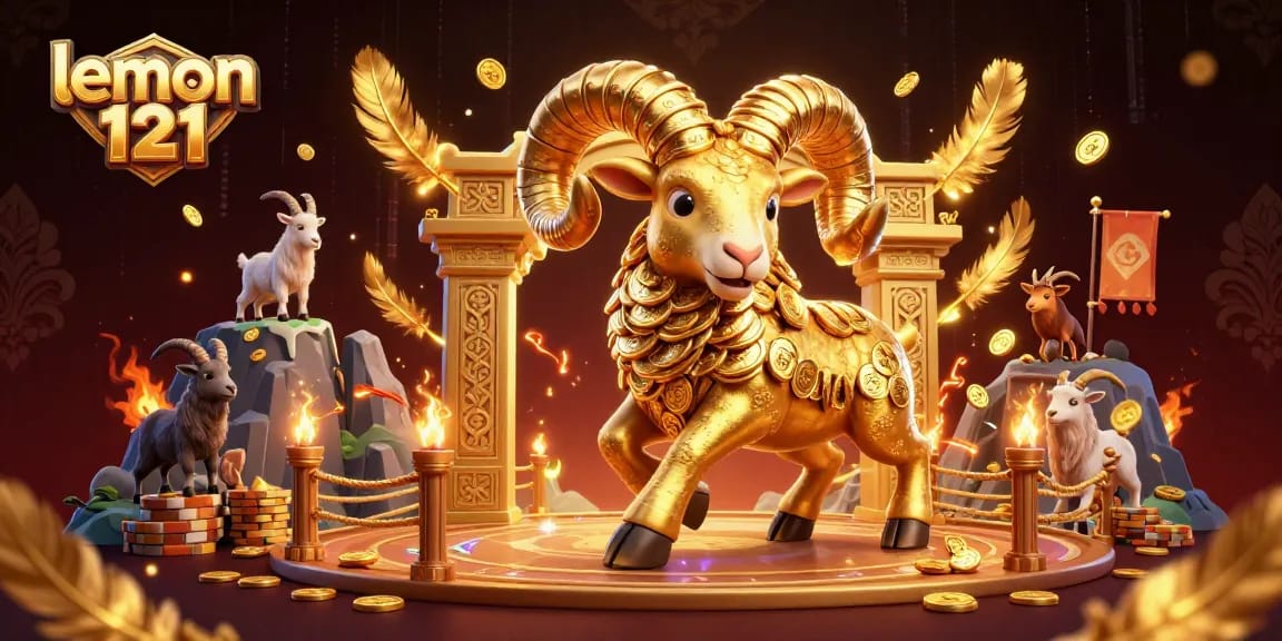 Experience thrilling gameplay with lemon 121, featuring a golden ram charging through a vibrant casino scene.