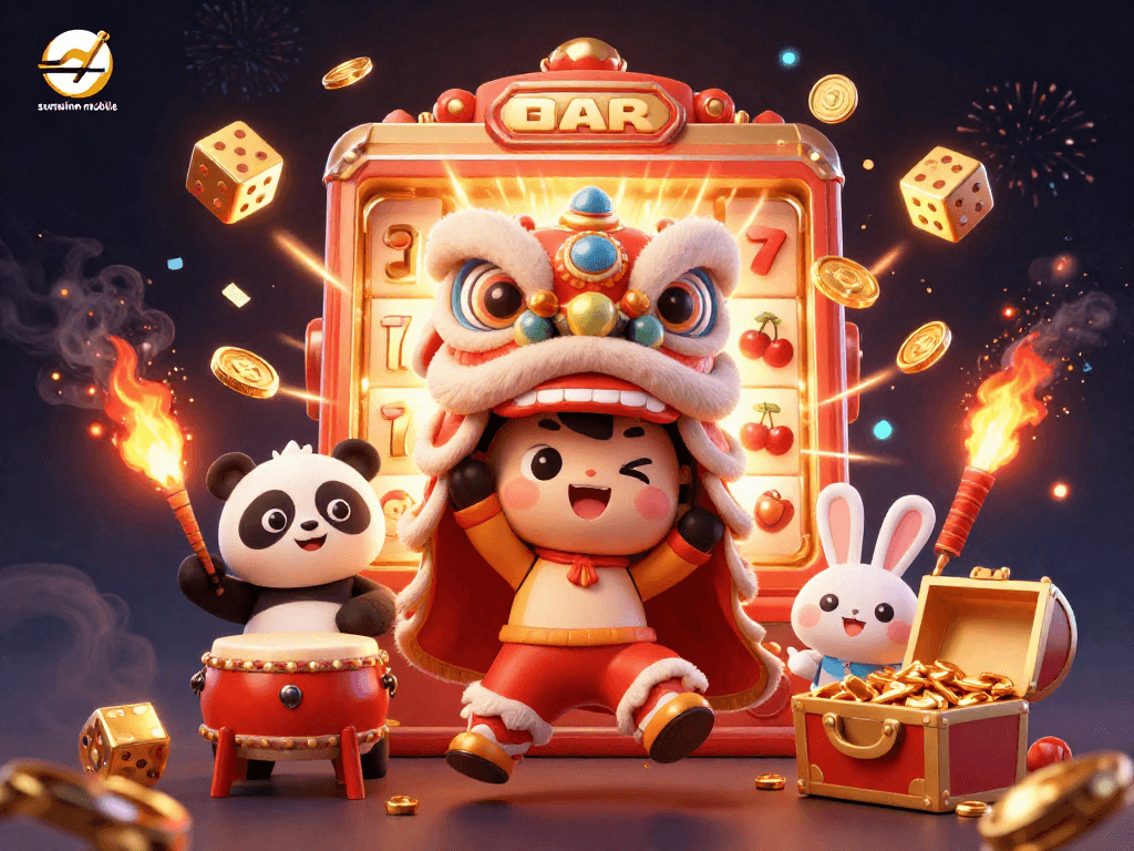 Experience thrilling gameplay with sunwinn mobile in this vibrant illustration featuring a jackpot explosion and lively characters.