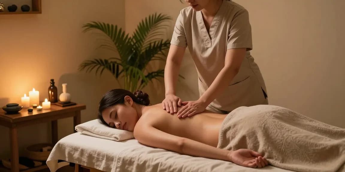 A serene massage therapy session highlighting 구로출장마사지 with a therapist applying relaxation techniques in a calming environment.