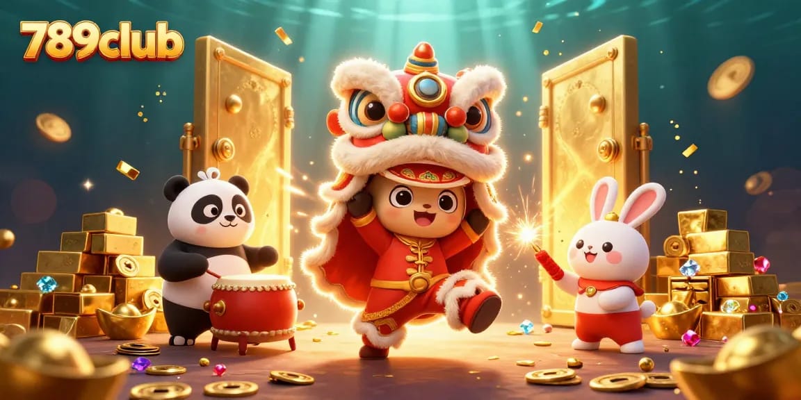 Khám phá thế giới giải trí tại 789club với những hình ảnh sôi động của cửa sòng bài vàng và các nhân vật hoạt hình.