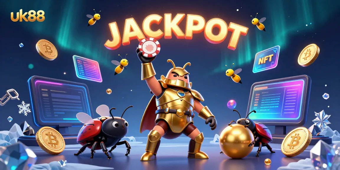 Win big with uk88 in this dynamic jackpot celebration featuring cartoon characters and vibrant casino elements.