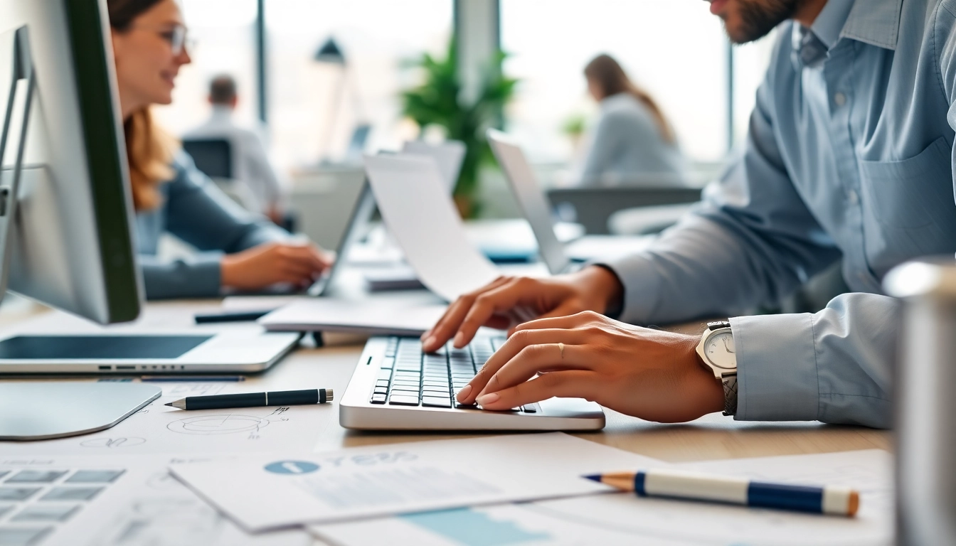 Creating a hubspot marketing email with a marketing team in a modern office setting.