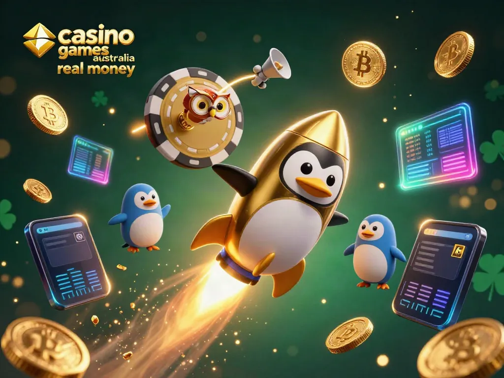 Experience thrilling casino games Australia real money with a dynamic 3D penguin racing to a poker chip station.