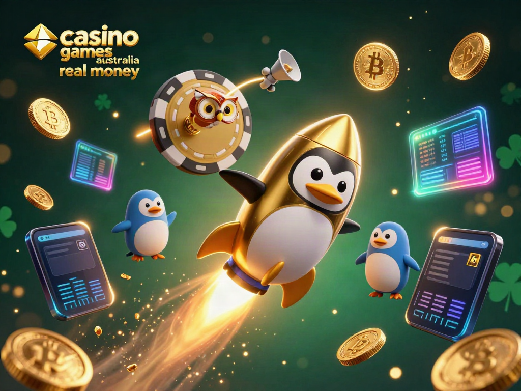 Experience thrilling casino games Australia real money with a dynamic 3D penguin racing to a poker chip station.