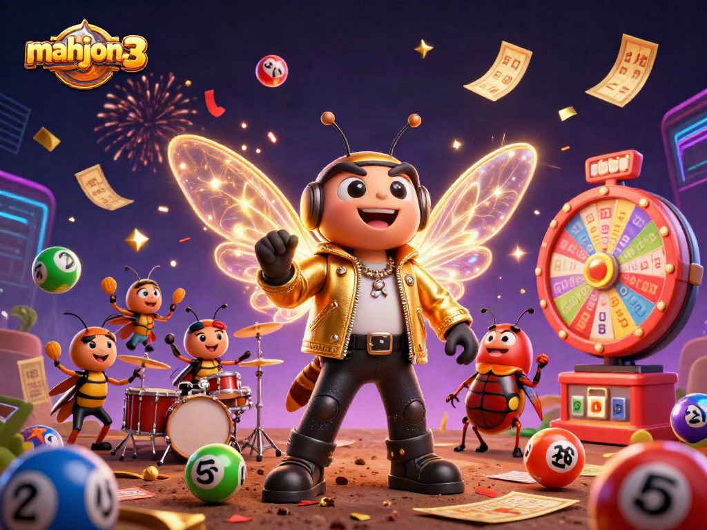 Engage in mahjong 3 excitement with a vibrant digital illustration featuring animated characters and gambling elements.