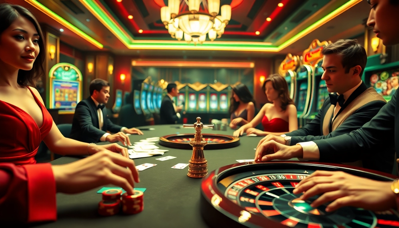 Experience high-stakes action at U8888 with poker chips and vibrant casino lights.