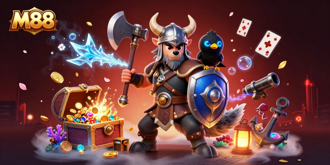 M88 engages players with an exhilarating dragon battle surrounded by lively casino elements.