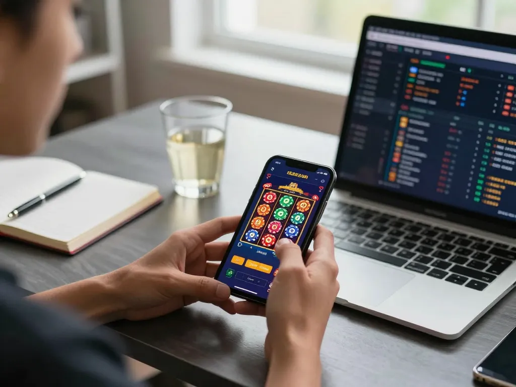Engaged player using Link 79king mobile app for exciting online casino gaming.