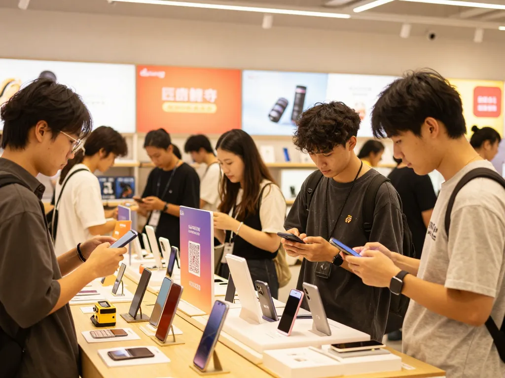Diverse shoppers exploring products at https://hubet88.icu/ with vibrant displays and exclusive offers.