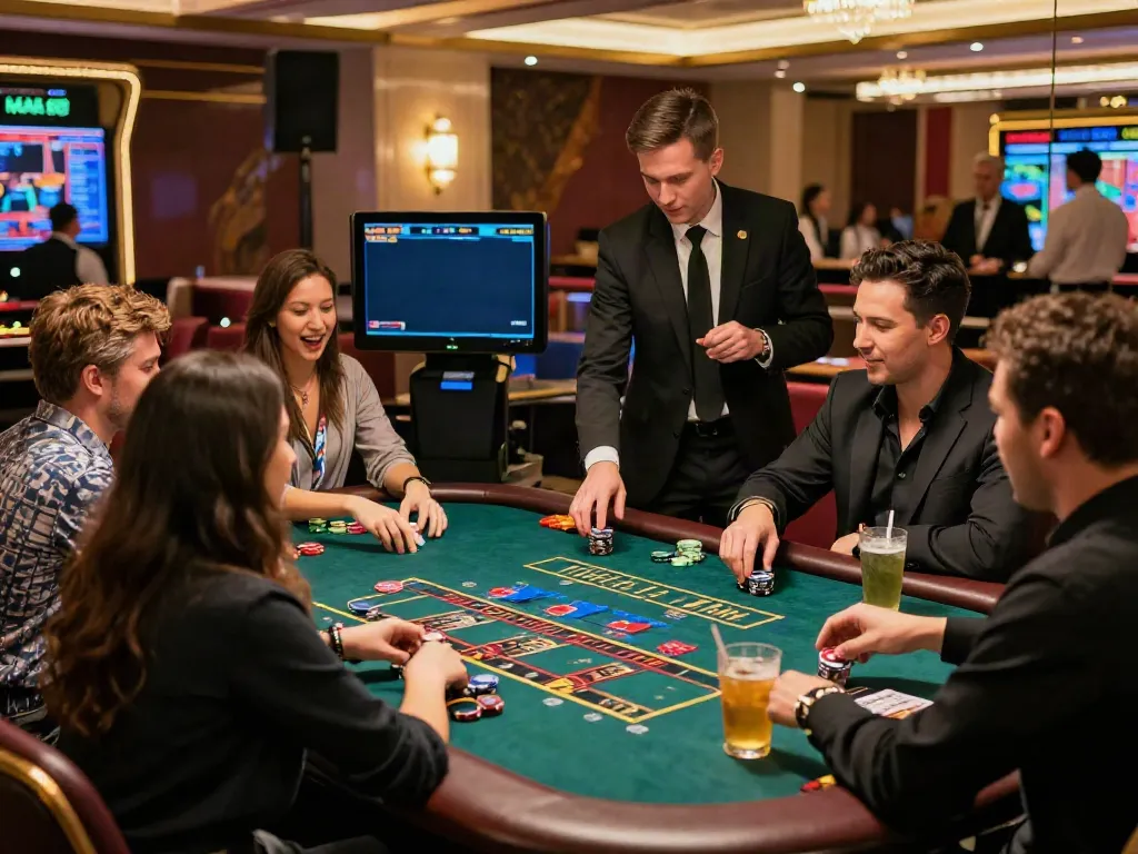 Exciting gaming atmosphere at MAN88 live casino with players enjoying interactive games.