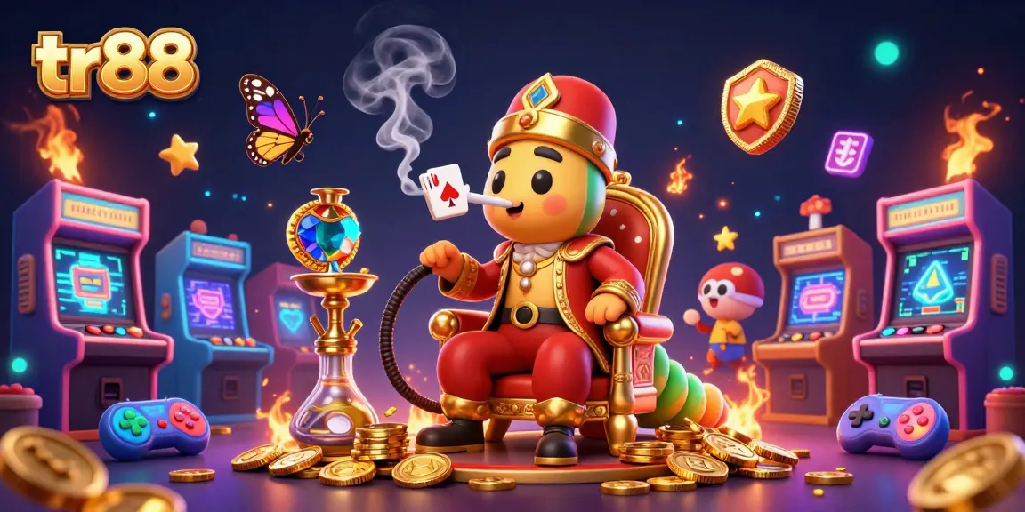 Experience the excitement of tr88 casino games with a vibrant 3D illustration of glowing elements and symbols.