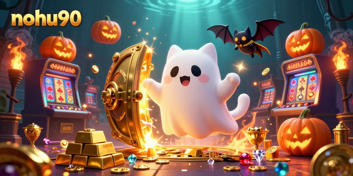 Experience the thrill of nohu90 as the ghost cat and bat explore a haunted casino mansion.