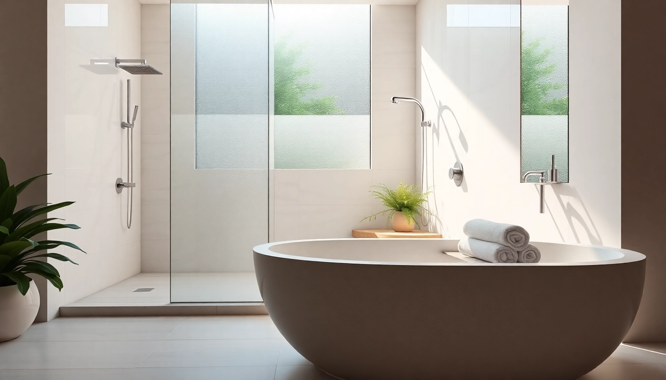Experience elegant showers in a sophisticated bathroom setting with modern fixtures and natural ambiance.
