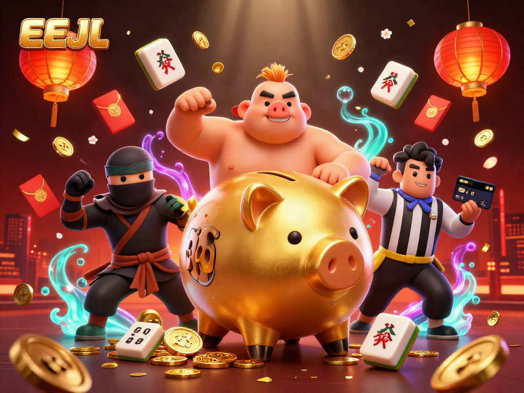 Celebrate wins with EEJL's vibrant 3D illustration of lively casino characters in action.