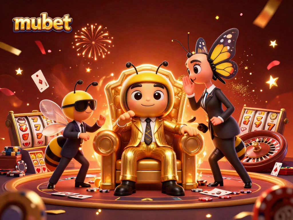 Engage with mubet's thrilling casino atmosphere featuring a mob boss and game elements.
