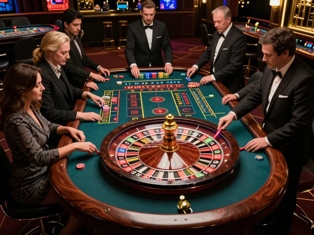Players placing bets at a vibrant roulette table at CM88 Casino, showcasing an exciting gaming atmosphere.