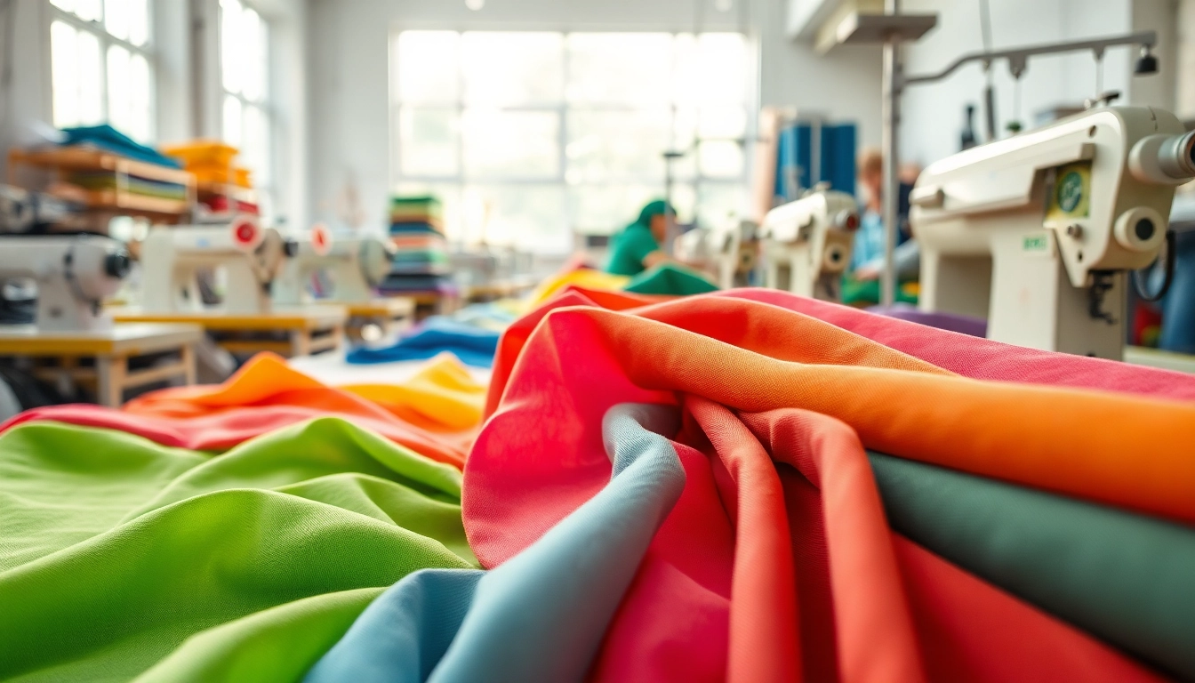 Productieproces van viscose stoffen in een zonnige textielwerkplaats.