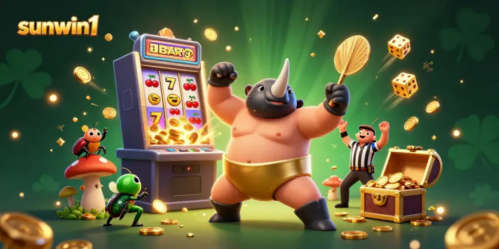 Experience thrilling wins at sunwin1 with a dynamic casino scene full of excitement and vibrant colors.