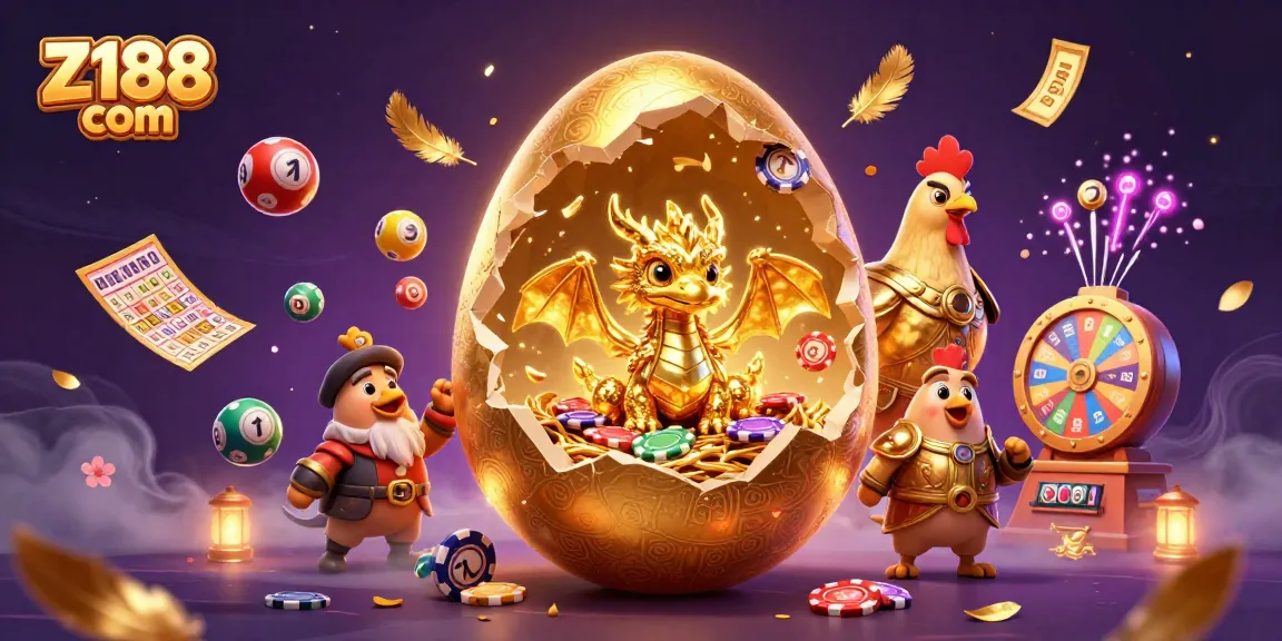 Experience the vibrant world of Z188 com with a golden dragon and lottery excitement!