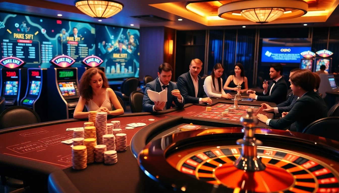 Experience the thrill of gambling with New88 at https://new88.help/ featuring casino tables, vibrant slots, and excited players.
