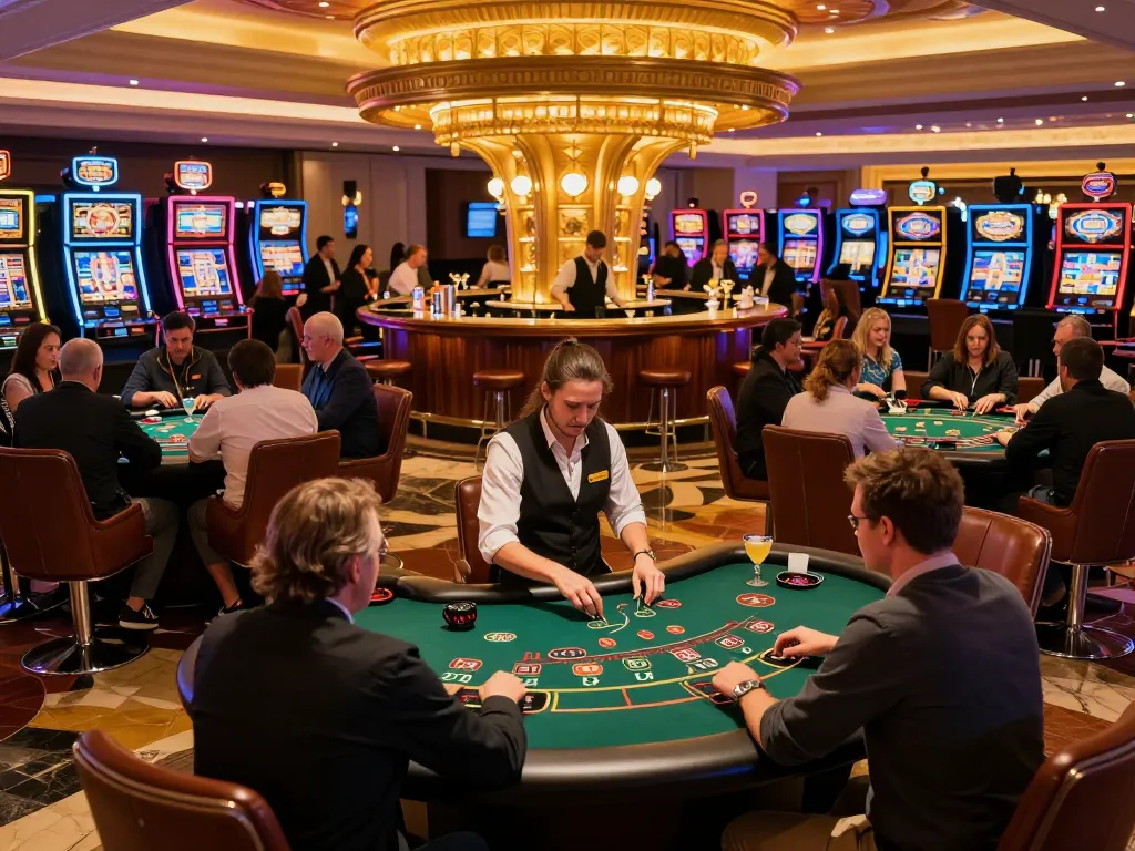 rokok88 blackjack players engaged in tactical gameplay at a vibrant Las Vegas casino