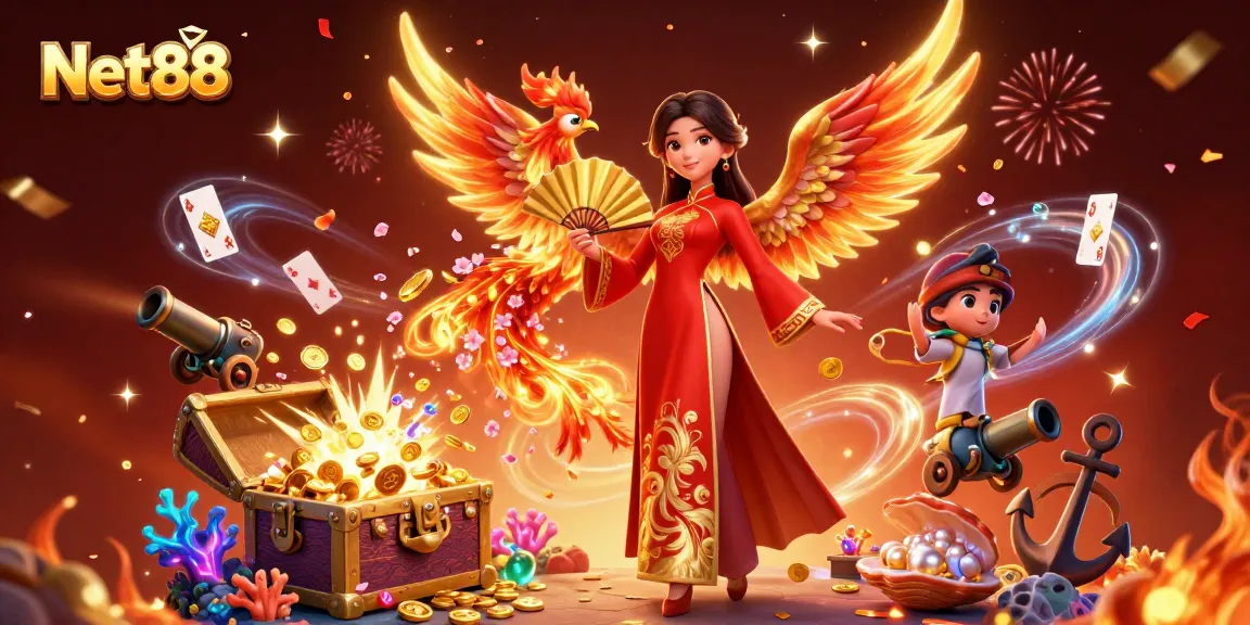 Experience the vibrant world of Net88's online gambling with stunning visuals and engaging characters.