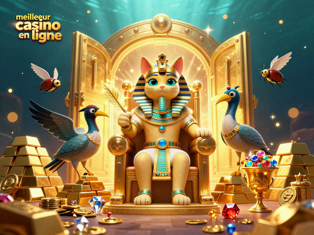 Découvrez les trésors du meilleur casino en ligne avec un chat pharaon et un ibis scribe.
