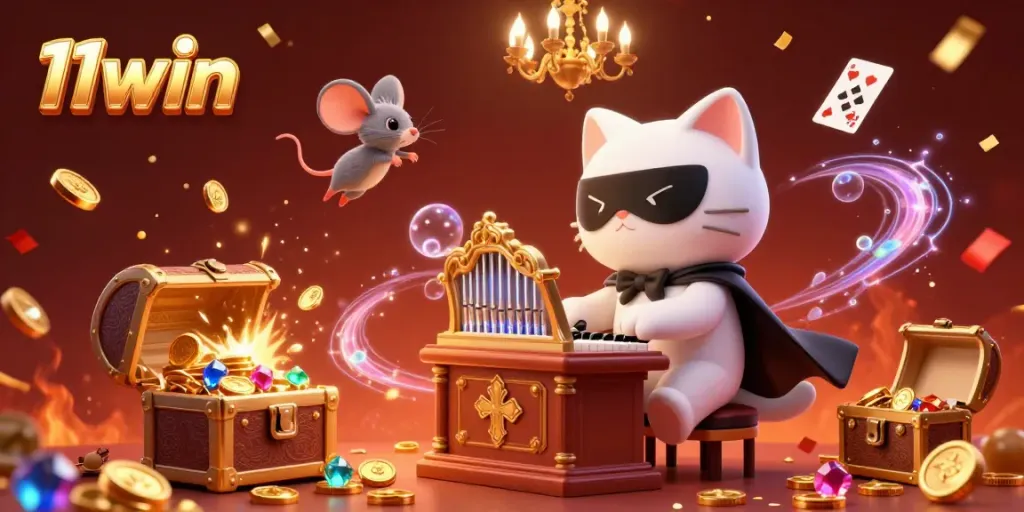 Experience thrilling gaming excitement with 11win at this vibrant casino illustration scene.