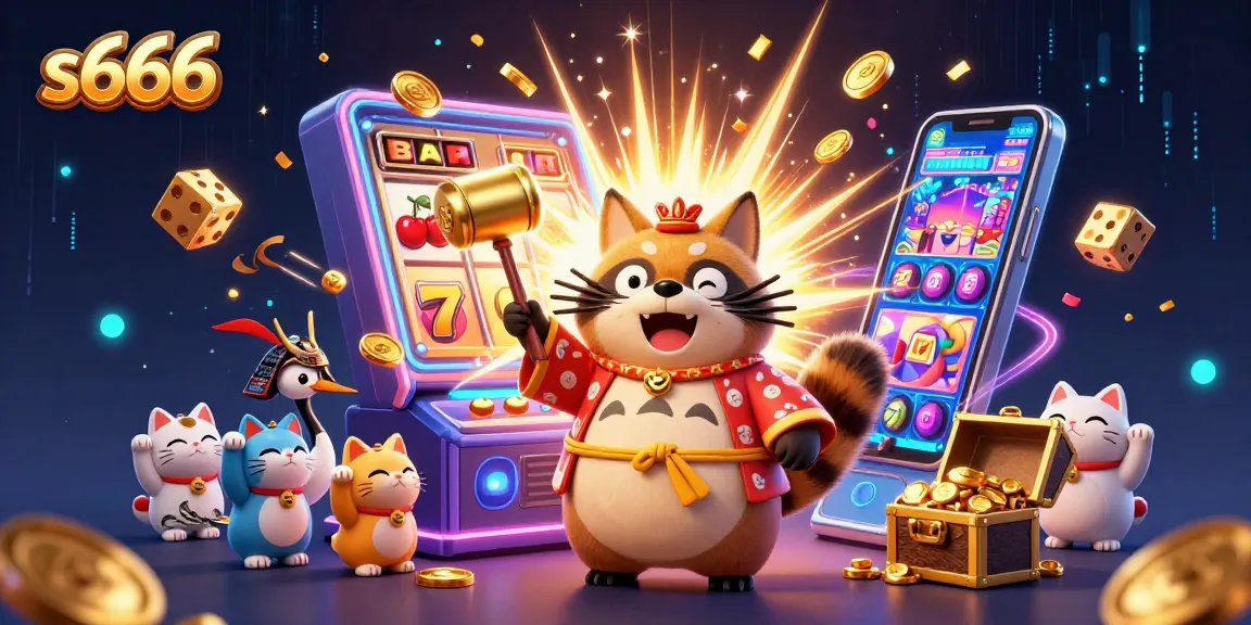Experience the thrill of winning big with s666 and vibrant casino games in this lively illustration.