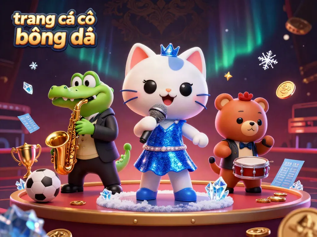 trang cá cược bóng đá, thể hiện chú mèo hát jazz và cá sấu chơi saxophone tại sòng bạc