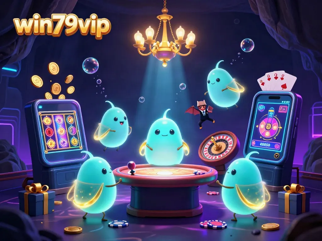 Experience exciting wins with win79vip in a vibrant cave casino lit by glowworms.