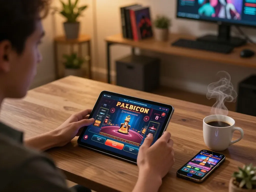 LC88 mobile gaming experience with a user engaging in an online casino app on a tablet