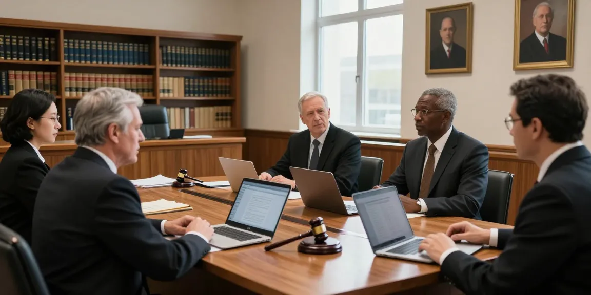 Professional courtroom scene showcasing legal proceedings at https://www.bahamasjudiciary.com with diverse legal professionals engaged in discussion.