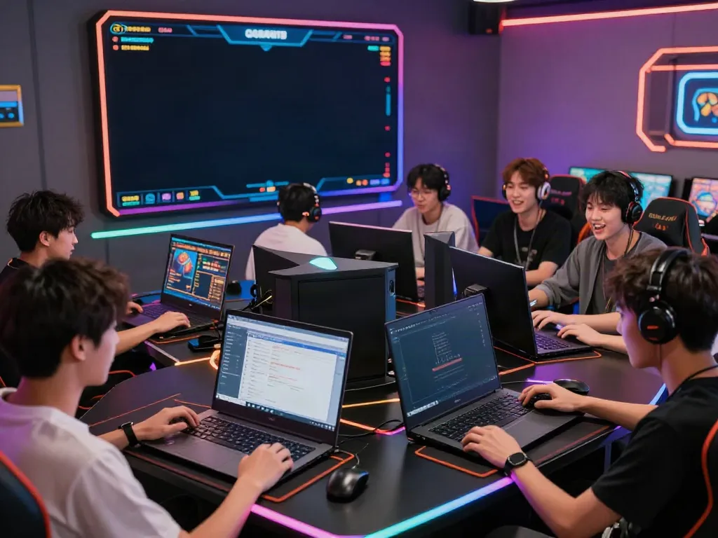 Engaged players enjoying qqmacan alternatif gaming experience in a vibrant setting