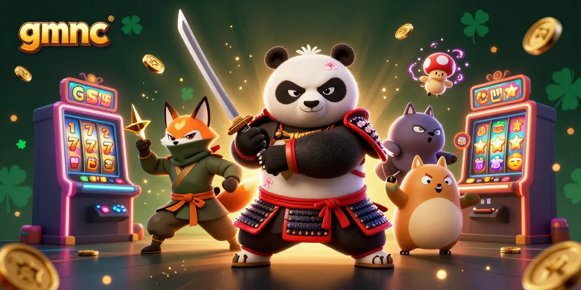 Enjoy thrilling gameplay with gmnc illustrated characters, including a samurai panda and a ninja fox.