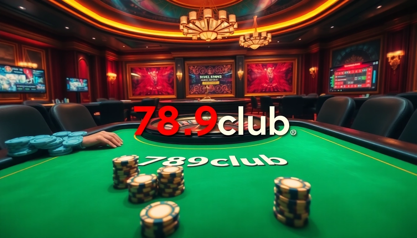 Experience the excitement of high-stakes gambling at 789club, with players at the luxurious poker table and vibrant roulette action.