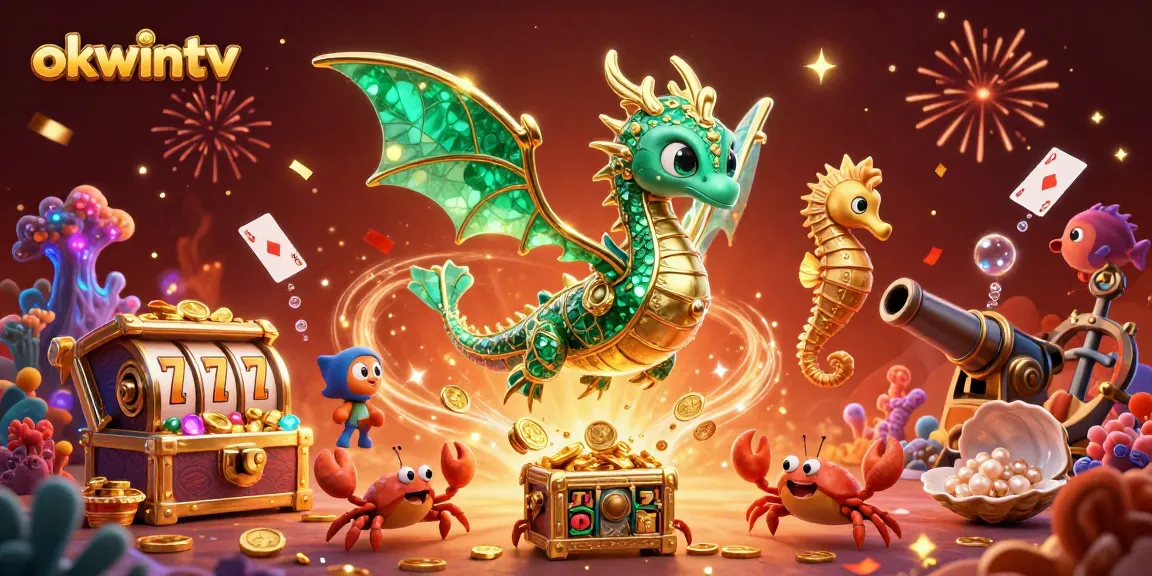 Experience thrilling wins with okwintv at an exciting casino, filled with colorful slot reels and vibrant treasures.