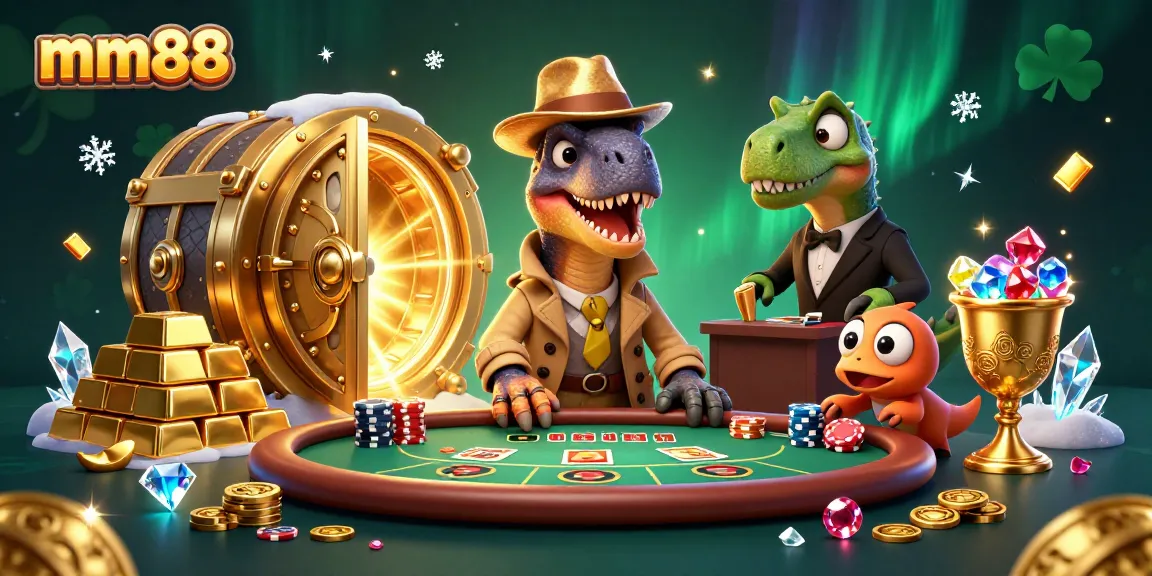 Experience high-stakes gaming with mm88's dynamic characters and rich casino visuals.