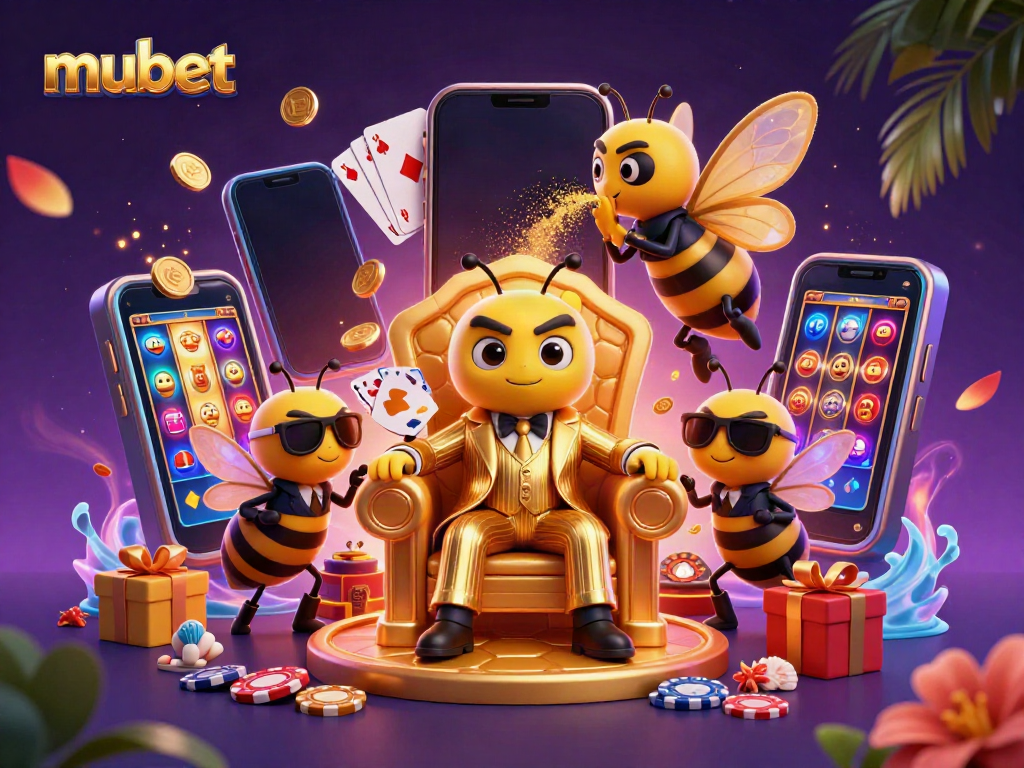 Experience high-stakes gaming with mubet, featuring a vibrant 3D scene of a casino atmosphere.