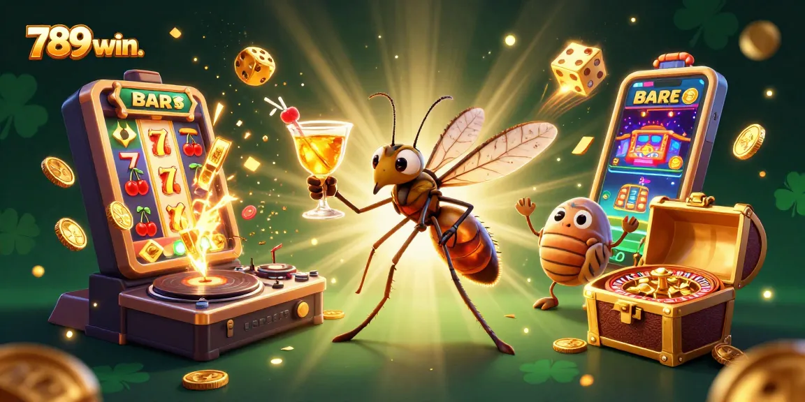 Experience thrilling games at 789win. with vibrant visuals of a golden jackpot celebration and engaging casino mascots.