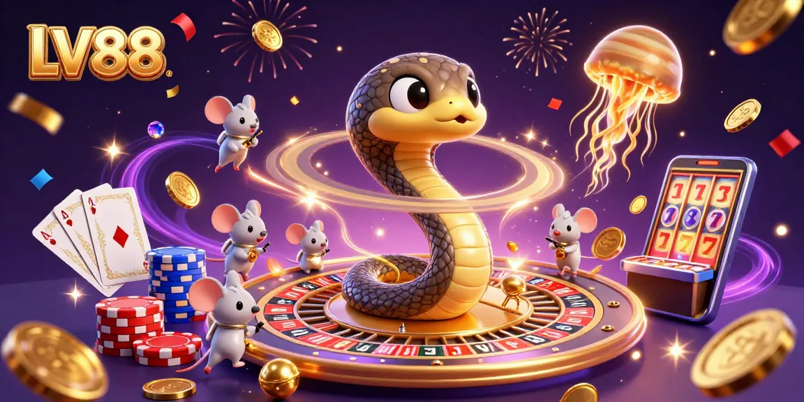 Spin and win at LV88, a vibrant 3D casino illustration featuring a cosmic roulette wheel.