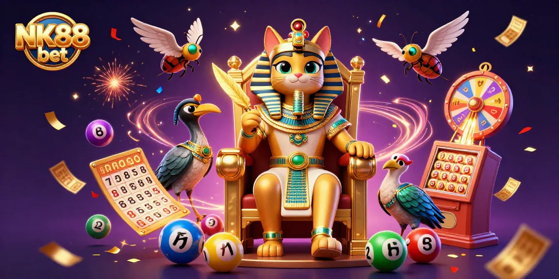 Navigating NK88 bet with vibrant colors and dynamic lottery elements, showcasing exciting gambling opportunities.