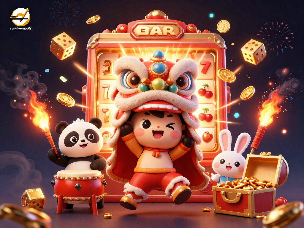 Experience thrilling gameplay with sunwinn mobile in this vibrant illustration featuring a jackpot explosion and lively characters.