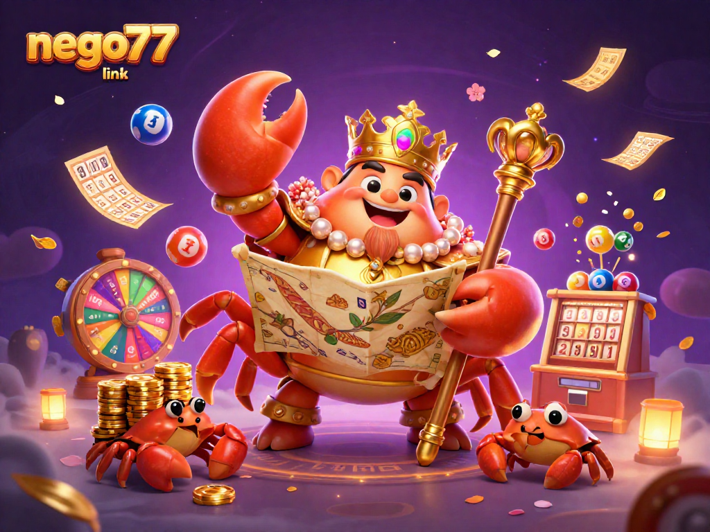 Experience exciting winnings with the nego77 link as you explore a vibrant casino scene filled with dynamic gambling elements.