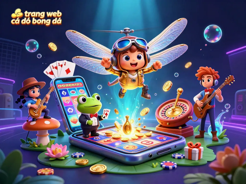 Khám phá trang web cá độ bóng đá với cánh bướm lái trực thăng và cậu bé ếch chia bài trong casino