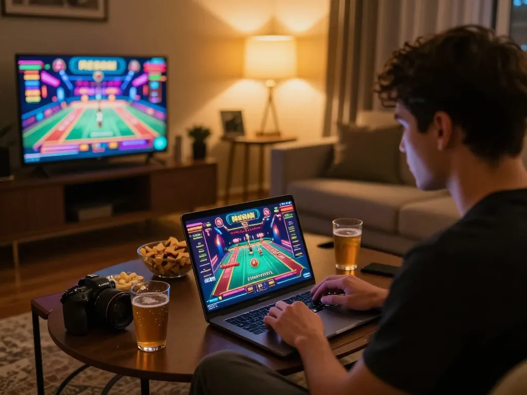 Player engaging in online gaming with kjc global platform, capturing an exciting gaming moment